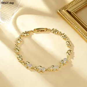 2026 Viral Trendy Women Bracelets, Punk Inlaid Cubic Zirconia Elephant Link Bangle, Exquisite Cute Animal CZ Chain Jewelry, Daily Outfit Accessory & Sweet Valentine’s Day Gift for Her
