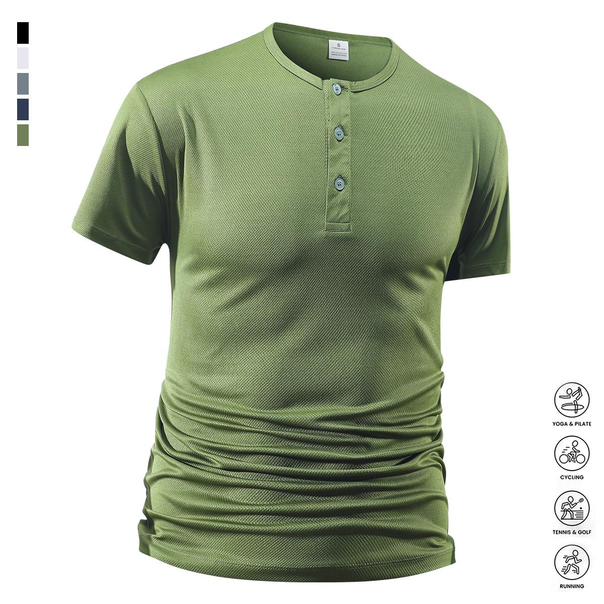 4 Pack Men's Lightweight Casual Short Sleeve Breathable Henley Shirt, Comfortable Versatile Moisture Wicking Quick Dry T-Shirt with Stretch, Fashionable Solid Color Lightweight Trendy Button Down Shirt for Everyday Outdoor Use, Suitable for Casual Outings