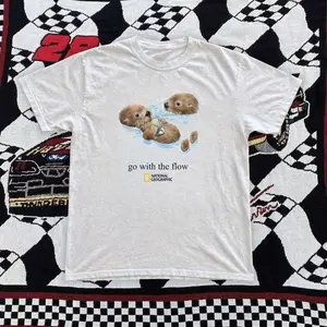 Otter Go With The Flow T-Shirt, Animal Tee, Gifts Shirt, Unisex Vintage Graphic Tees Gothic Grunge Y2k Emo Scene Amity Affliction Style Clothes Men Women Streetwear