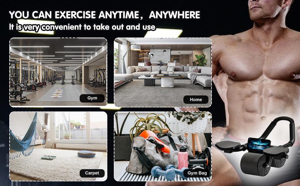 Ab Roller Wheel Workout Abdominal Fitness Wheel for Core Muscles Training with Digital Timer Phone Holder Smart Rebound Dual-Wheel Design Eco-Friendly Build maquina abdominal total body rueda summerwins,summerwins tiktokshopbacktoschool