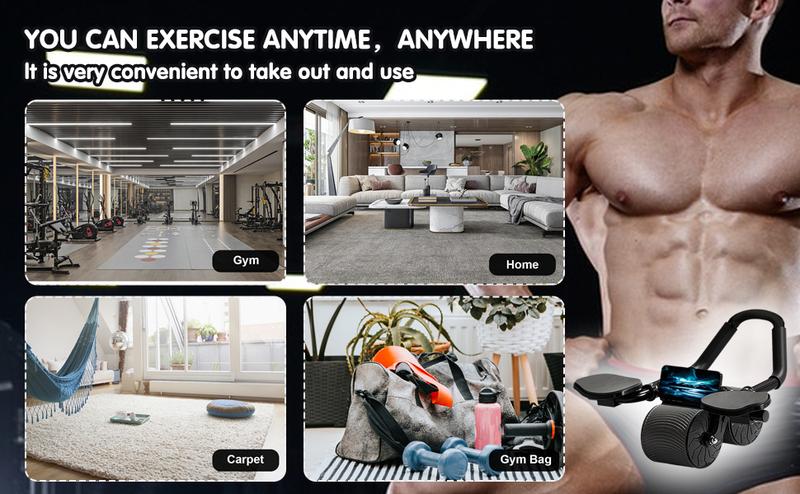 Ab Roller Wheel Workout Abdominal Fitness Wheel for Core Muscles Training with Digital Timer Phone Holder Smart Rebound Dual-Wheel Design Eco-Friendly Build maquina abdominal total body rueda