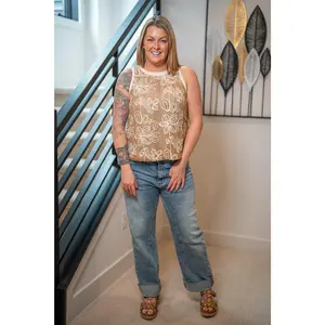 Floral Embroidered Lace Tank Top