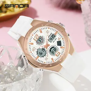 Luxury Ladies' Multi-Function Watch — Water-resistant, luminous display, chronograph, date/month calendar function, paired with premium silicone strap