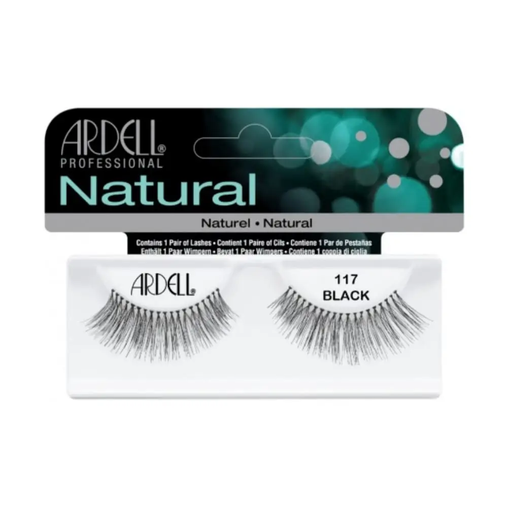 Ardell 117 Fashion False Eyelashes - Black, Lightweight, Natural Look Style with Fine Fibers, Invisible Band & Lightweight Woven Thread for Cosmetic Makeup Use, Premium-Grade
