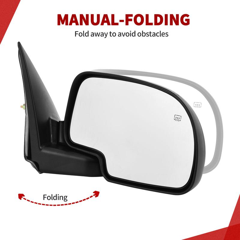 【Springtok】YITAMOTOR Right Passenger Side Tow Mirror with Electric Heated and Power-Adjustable Glass, Compatible with 2003-2006 Chevy Silverado Suburban Avalanche Tahoe GMC Sierra Yukon Left/Right