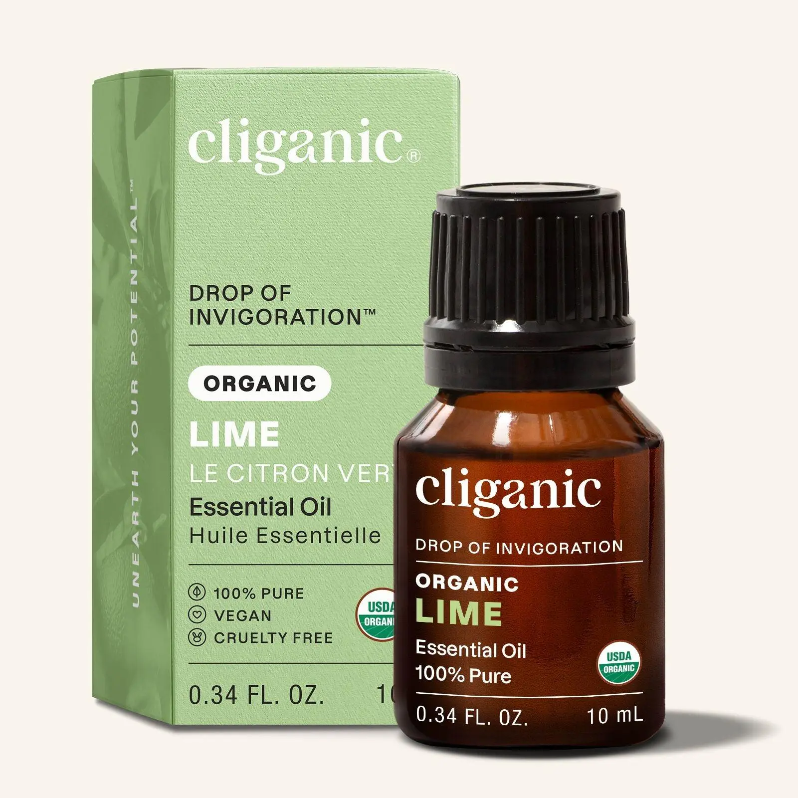 Cliganic Organic Lime Aromatherapy Essential Oil (10ml) - 100% Pure, Unrefined Diffuser Oil, USDA-Certified, Vegan, Elevates Senses, Uplifts the Mood, Creates a Fresh Environment