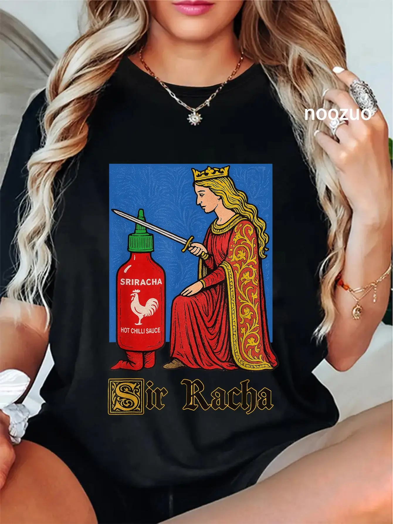 100% Cotton Sir Racha Vintage Funny Sriracha Hot Chili Sauce Gift Funny Hot Sauce Art T-Shirt