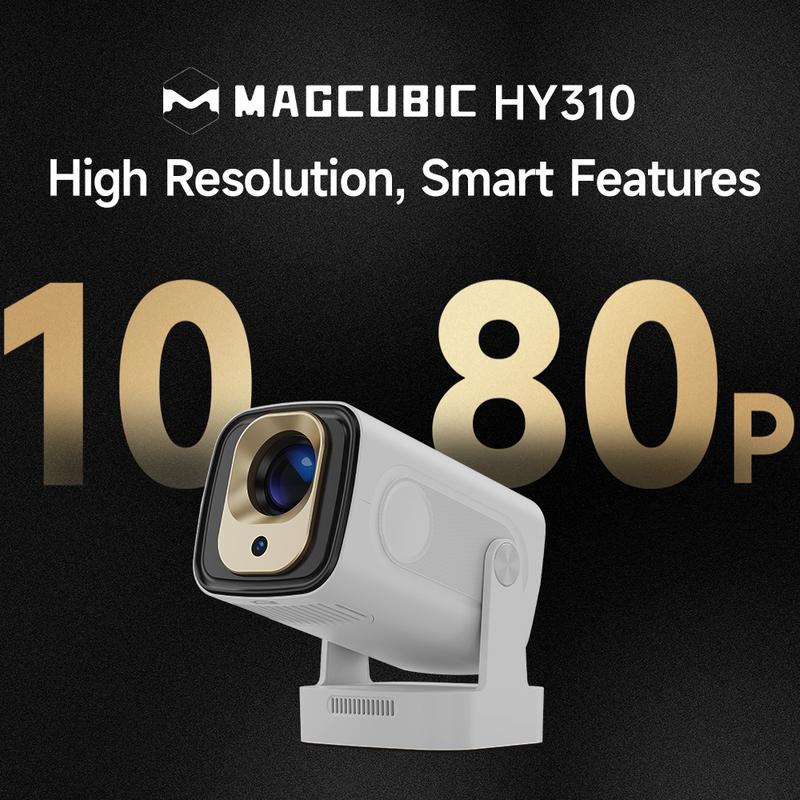 Auto Focus HY310 Intelligent Projector Google Assistant with 4K Support 330ANSI Dual WiFi6 Wireless Bluetooth5.4 1080P Native Auto Keystone Correction Androdi 11 Built-in Speaker Home Cinema Movie Outdorr