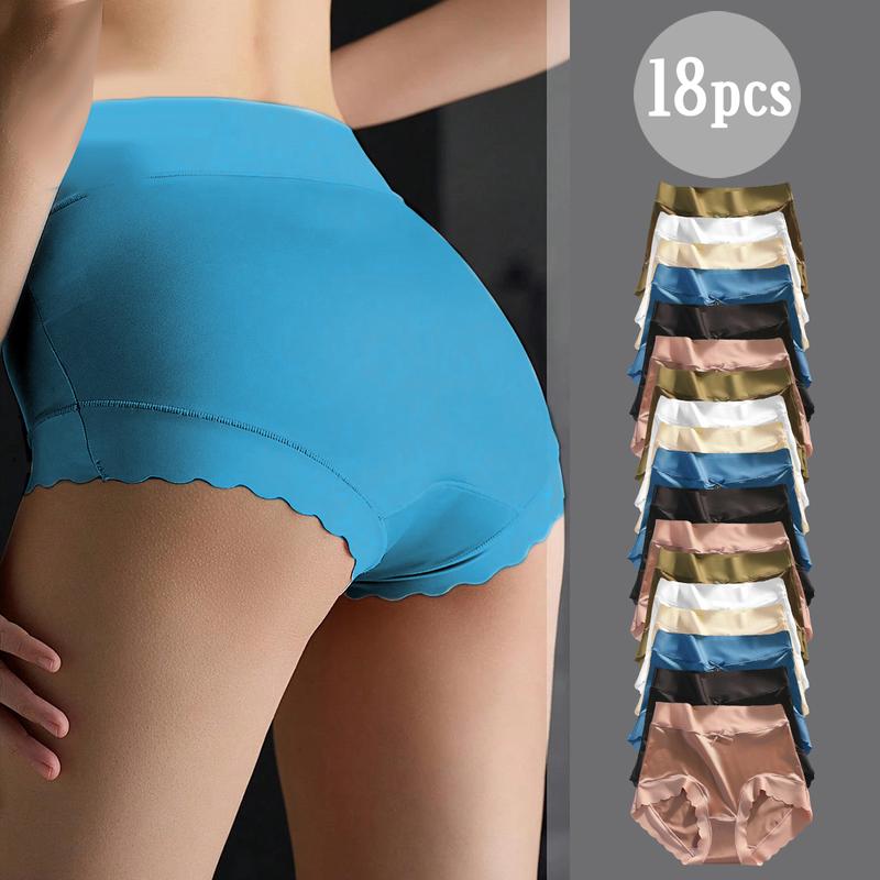 18 Pack Plus Size Seamless Panties Women Soft Underwear Middle Waist Boxer Briefs Four Way Stretch Women'S Lingerie Daily Simple Basic calzones para mujer ropa interior para mujeres underwear for women Minimalist Womenswear panties