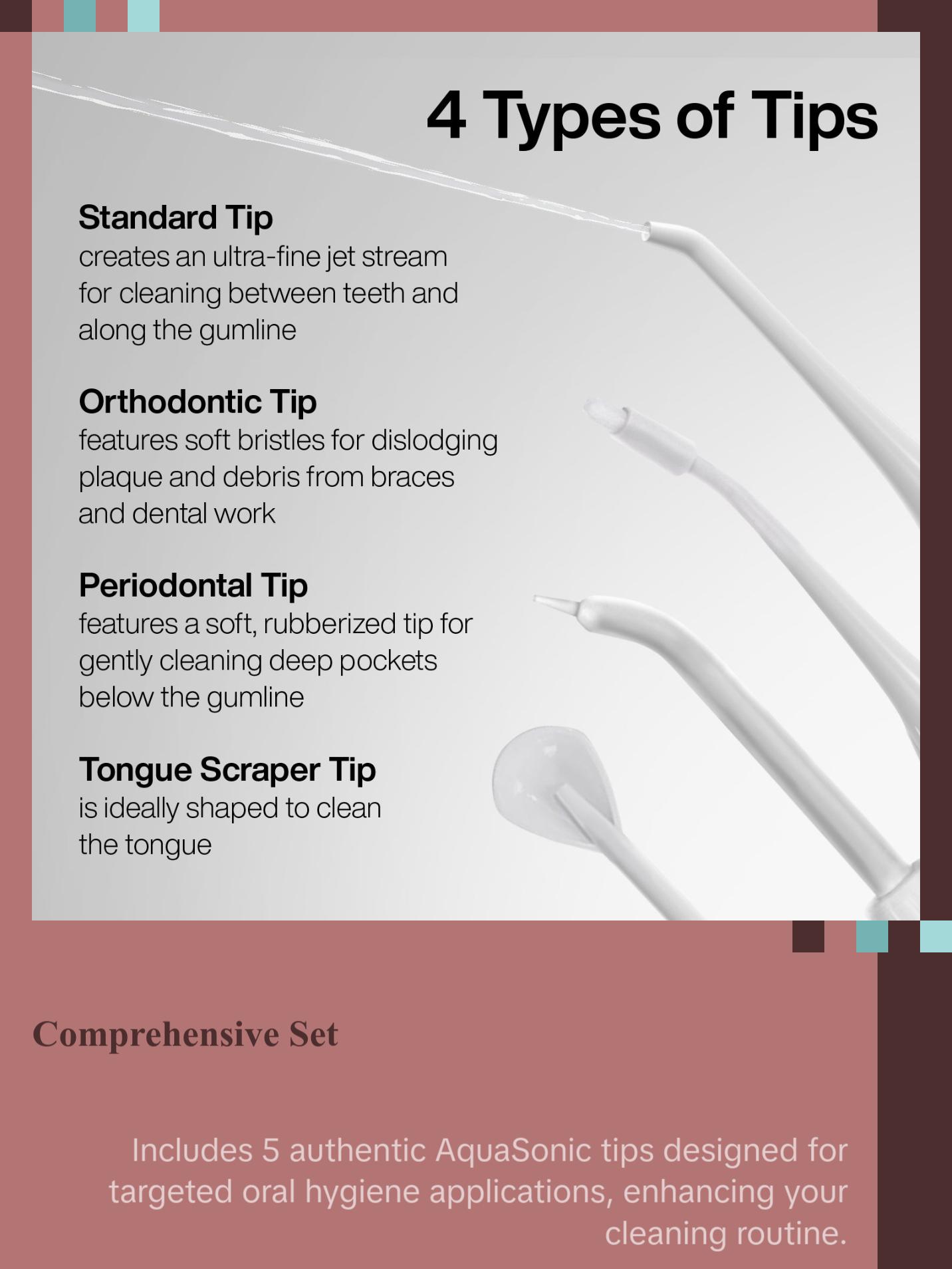 AquaSonic Icon Water Flosser Replacement Tips for Water Flosser, Oral Irrigator