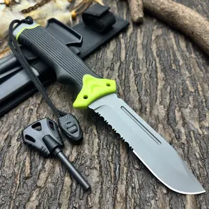 High-quality outdoor knife with stainless steel serrated edge, suitable for camping, rescue, survival and outdoor exploration
