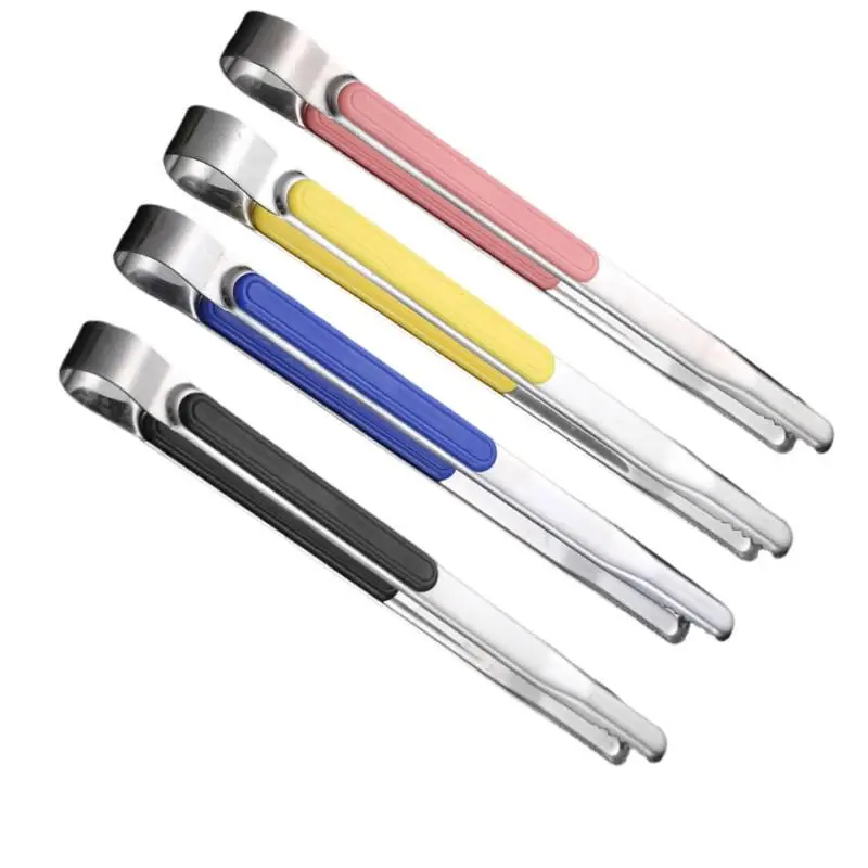 4 Pack 10 inch Premium Stainless Steel Kitchen Tongs, Serving Tongs for Cooking, Metal Food Tong with Non-Slip Grip, Heat Resistant Grill Tong