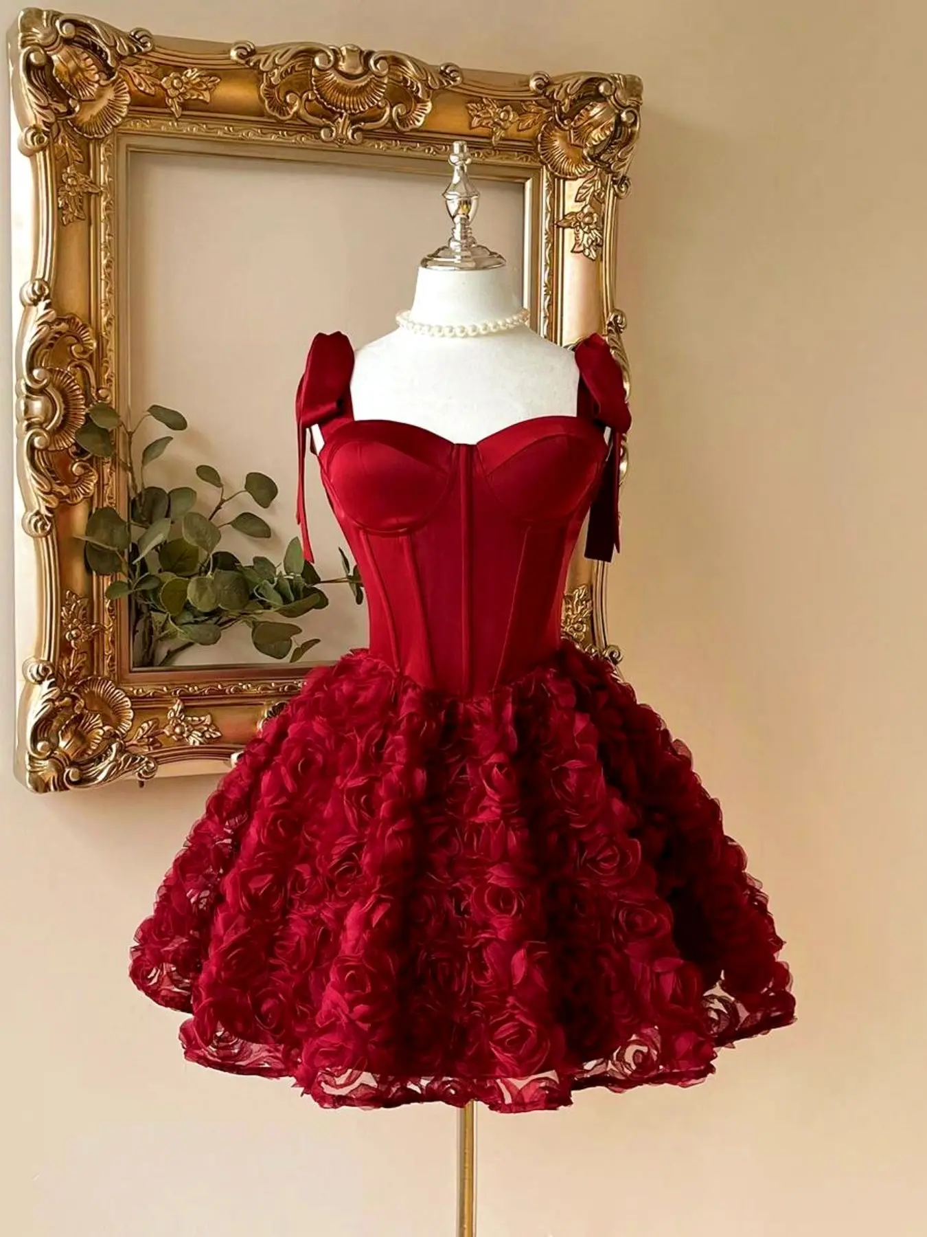 Elegant Satin Backless Dress, 3D Floral & Zipper Back Design, Perfect for Weddings, Graduations, Formal Events, Party Wear