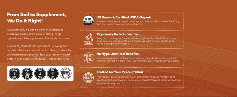 Organic Reishi Mushroom Capsules | 70% Beta Glucans – US Grown & Ultrasonically Extracted – Supports Overall Wellbeing – 60 Capsules Healthcare Dietary