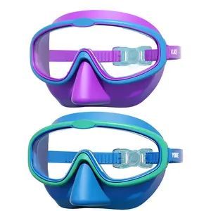 YUKE 2 Pack Swim Goggles，Goggles with Nose Cover，Wide View Anti-Fog Leakproof Swimming Glasses Electromagnetic Storm for Boys Girls