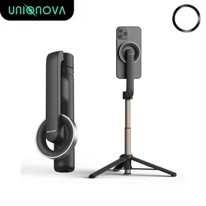UNIQNOVA Magnetic Selfie Stick Tripod with Bluetooth Remote Control, Magsafe Extendable Cell Phone Tripod Stand, Portable Tripod Mount for iPhone, Android, Smartphones