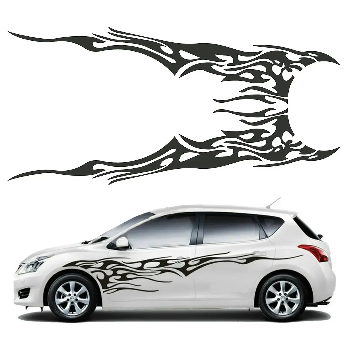 Car Stickers on Decoration Motors Side Body Vinyl Sticker Flame Large Graphic Decal Decoration,20CM*4CM