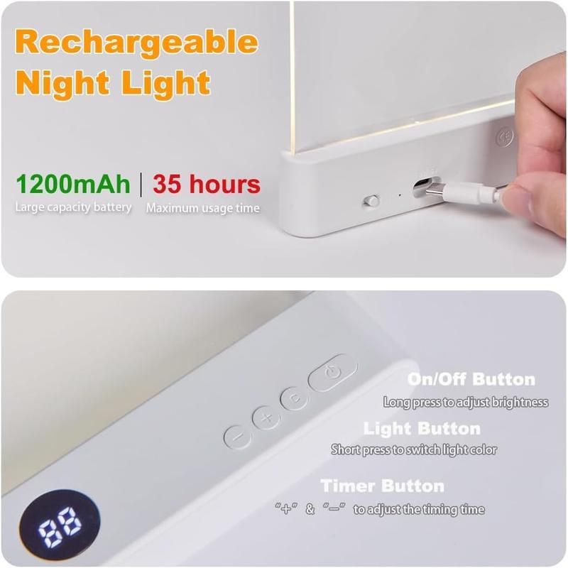 Smart LED Reading Lamp – Rechargeable, Adjustable Brightness & Timer Function, Flat Design Bedside Light for Cozy Night Reading & Unique Reader Gift
