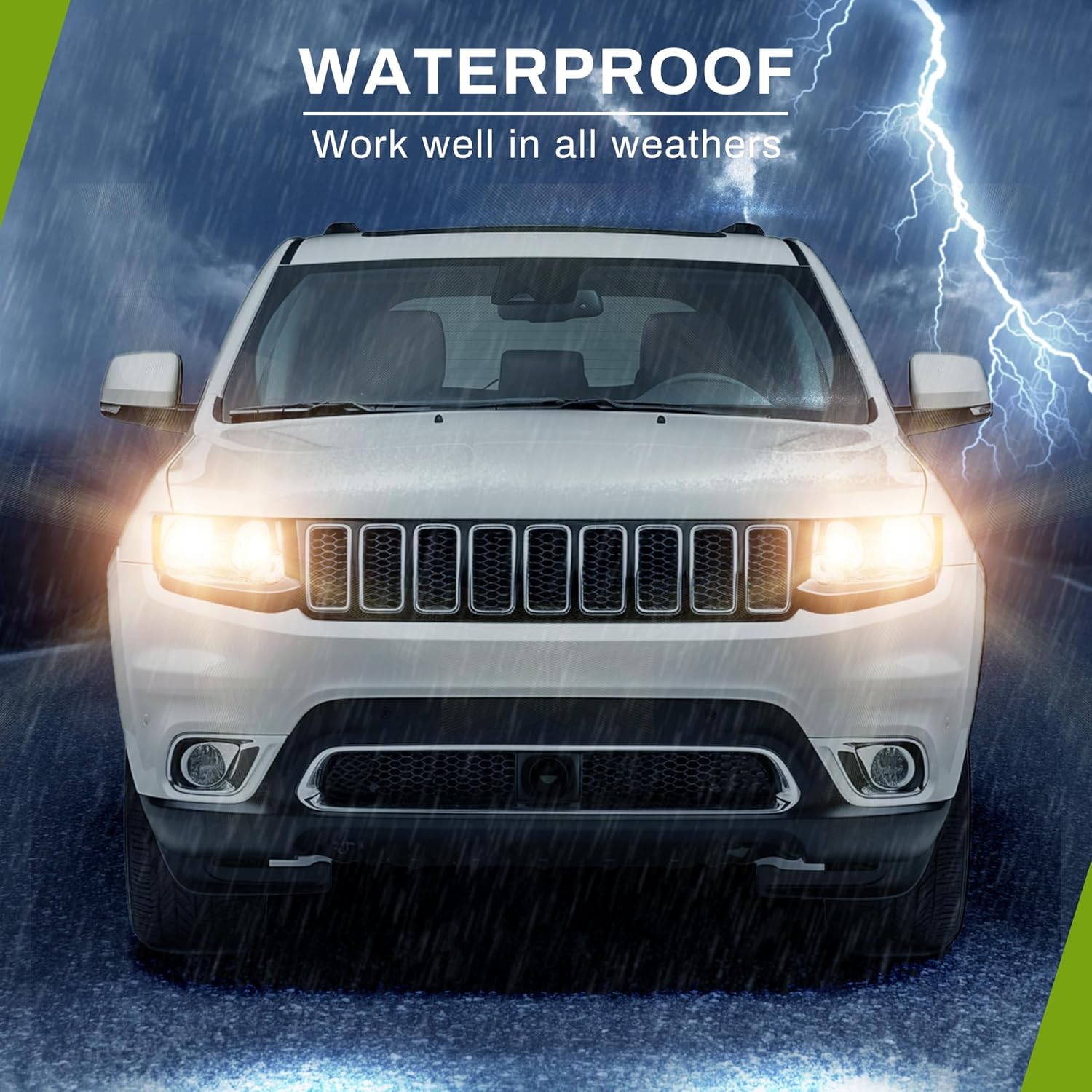 YITAMOTOR Headlight Assembly Compatible with 2011-2013 Grand Cherokee Replacement Headlamp Chrome Housing Amber Reflector Clear Lens