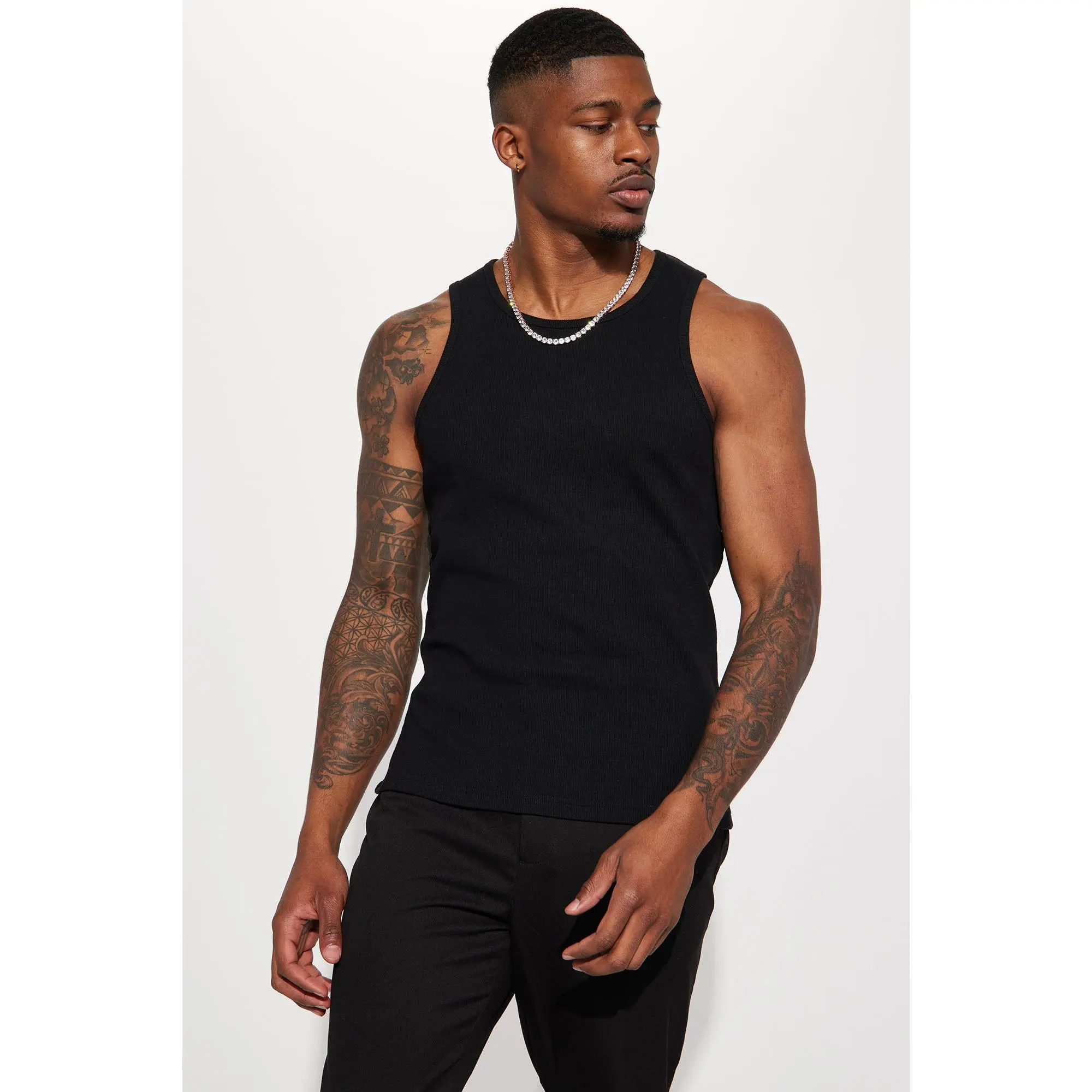 Classic Ribbed Tank Top - Black