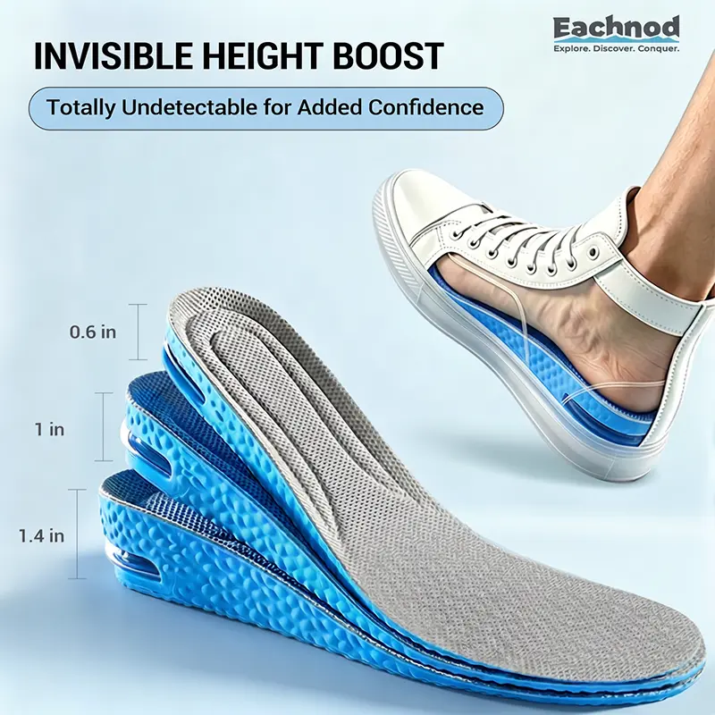Air Cushion Height Boost Insoles for Adults US Sizes - Arch Support, Shock-Absorbing, Discreet Lift Comfort Shoe Inserts for Daily Wear