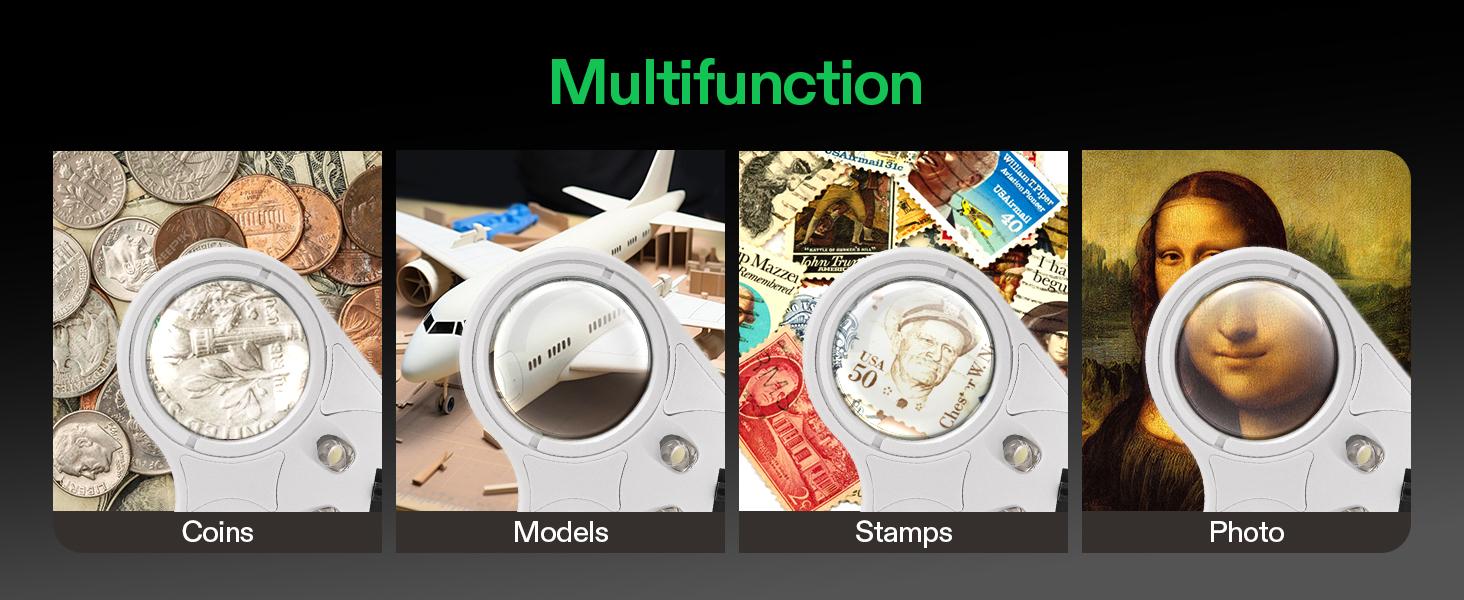 VIVOSUN 30X 60X Illuminated Jewelers Loupe Foldable Magnifier with LED Light for Jewelry Gems Watches Coins Stamps Antiques