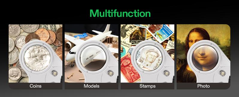 VIVOSUN 30X 60X Illuminated Jewelers Loupe Foldable Magnifier with LED Light for Jewelry Gems Watches Coins Stamps Antiques