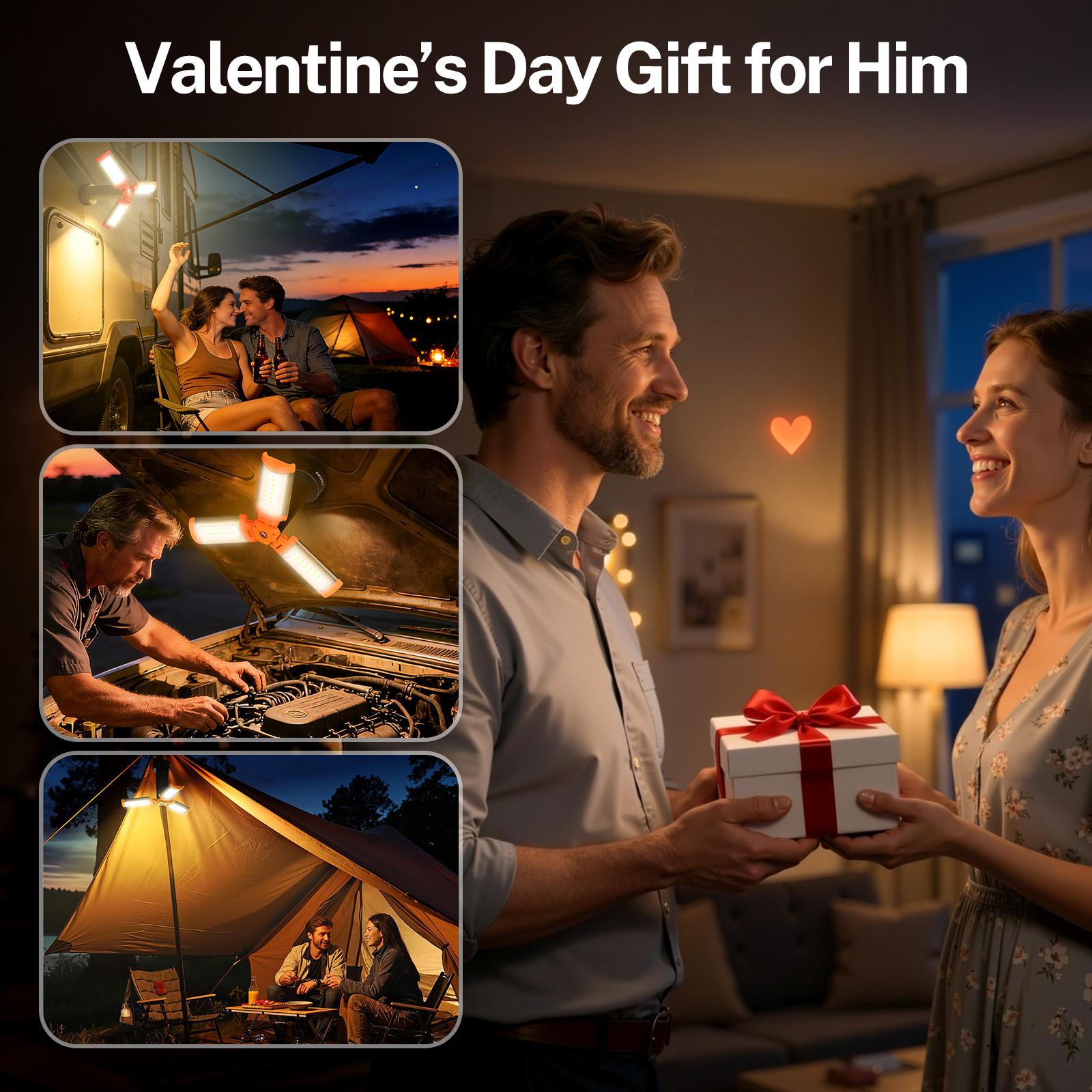 OGERY 10000mAh Camping Light with Power Bank - Rechargeable 2200 Lumens Dimmable Work Light, Emergency Light & Detachable Tripod (1.75-6.5 Ft) for Outdoor, Hiking, Home & Emergency