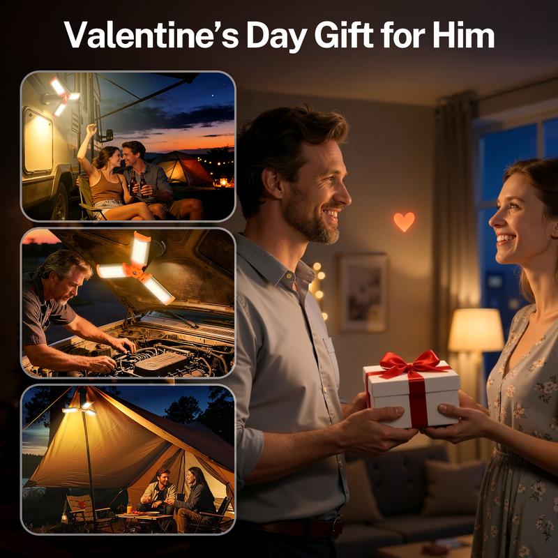 OGERY 10000mAh Camping Light with Power Bank - Rechargeable 2200 Lumens Dimmable Work Light, Emergency Light & Detachable Tripod (1.75-6.5 Ft) for Outdoor, Hiking, Home & Emergency