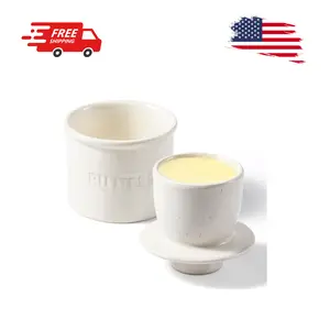 Butter Crock with Lid for Countertop - Ceramic French Butter Dish
