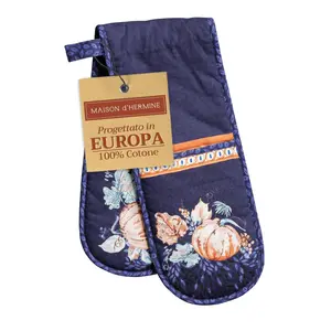 Maison d' Hermine Oven Mitts 100% Cotton Double Oven Mitt Pot Holders Heat Resistant BBQ Cooking Double Gloves with Loop Baking Grilling Easter Decorations