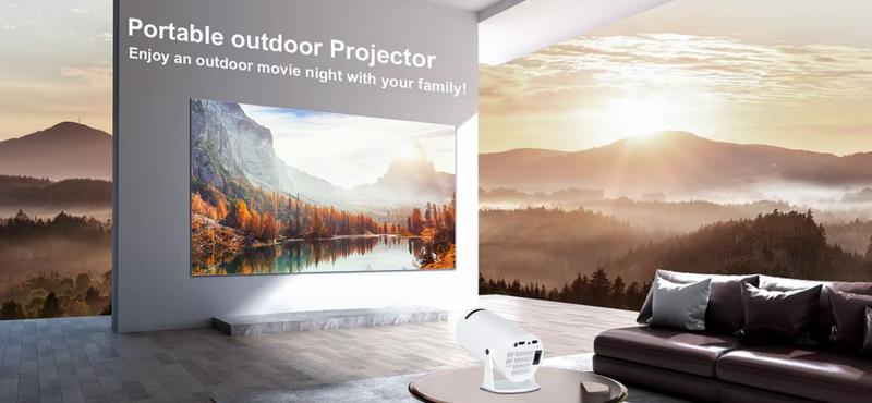 XBJ Mini Smart Projector HY300 4K/720P Resolution Android 11 WiFi BT 5.0 Auto Keystone 130" Screen 180° Flip Audio Home Theater Surround Sound Portable Projector