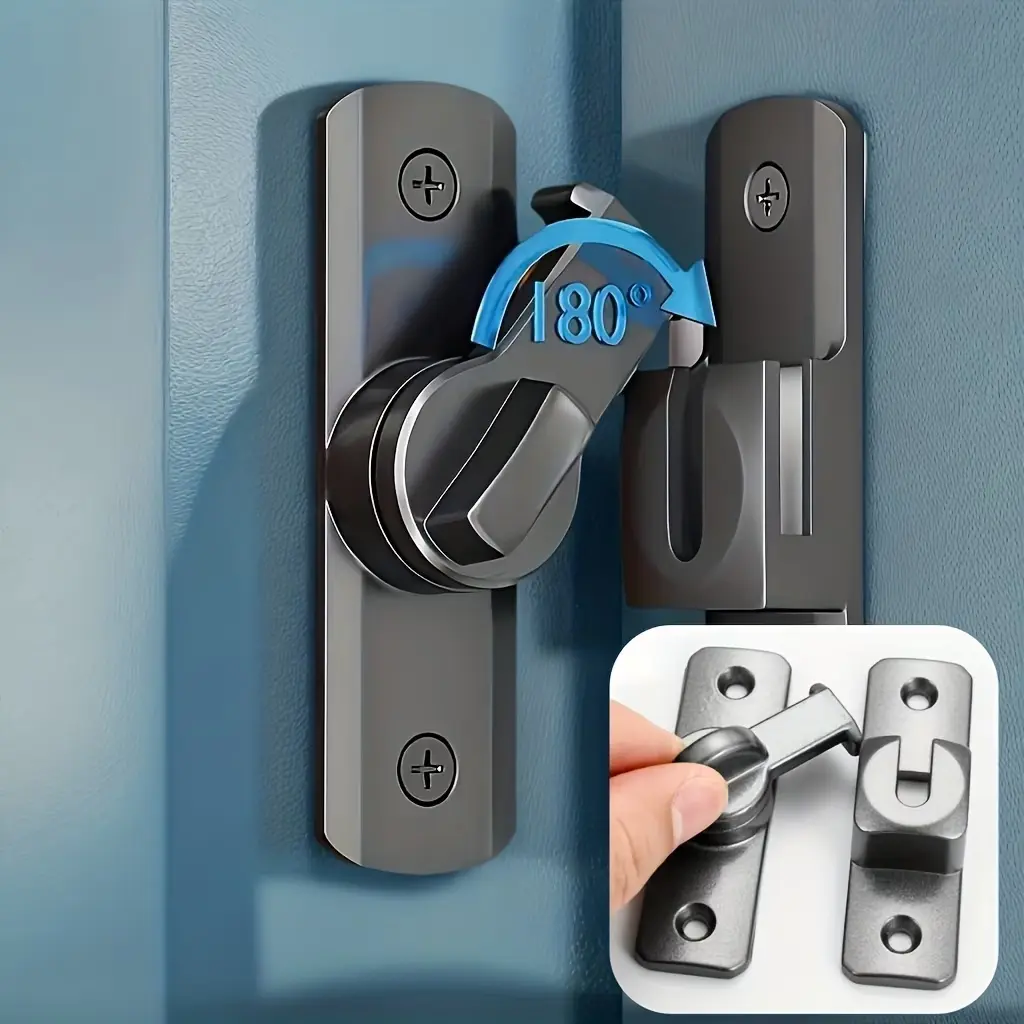 3-Pack Heavy-Duty Sliding Door Locks, Stainless Steel Door Bolt Latches with 90°/180° Adjustable Angle, Anti-Pry Latch, Includes Screws, Durable Door Lock Handles for Barn Doors, Garage, Bathroom, Shed, Gate & Outdoor Use, Home Security Hardware