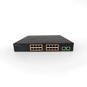 BV-Tech 16-Port Gigabit PoE+ Switch with 2 Gigabit RJ-45 Uplink Ports, 120W PoE Budget, IEEE 802.3af/at | POE-SW1602G