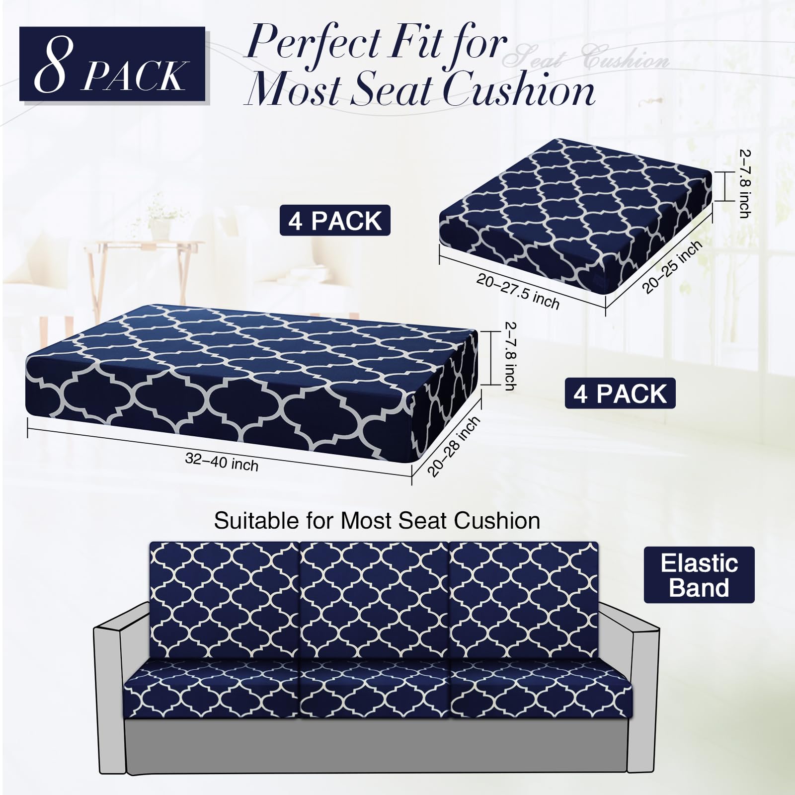 Easter Waterproof Patio Cushion Covers for Outdoor Patio Furniture & Indoor Sofa Cushions, 12/8/4Pcs, Elastic Pet-Friendly Sofa Cover Sofa Slipcover Couch Covers Anti-Slip Sofa Protector Sofa Seat Cover Replacement Sets for Spring Summer Patio Decor