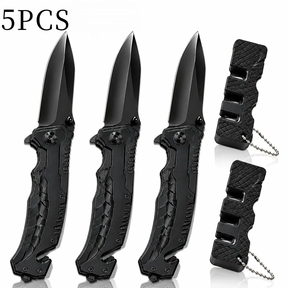 5pcs(3pcs Pocket Knife + 2pcs sharpener)