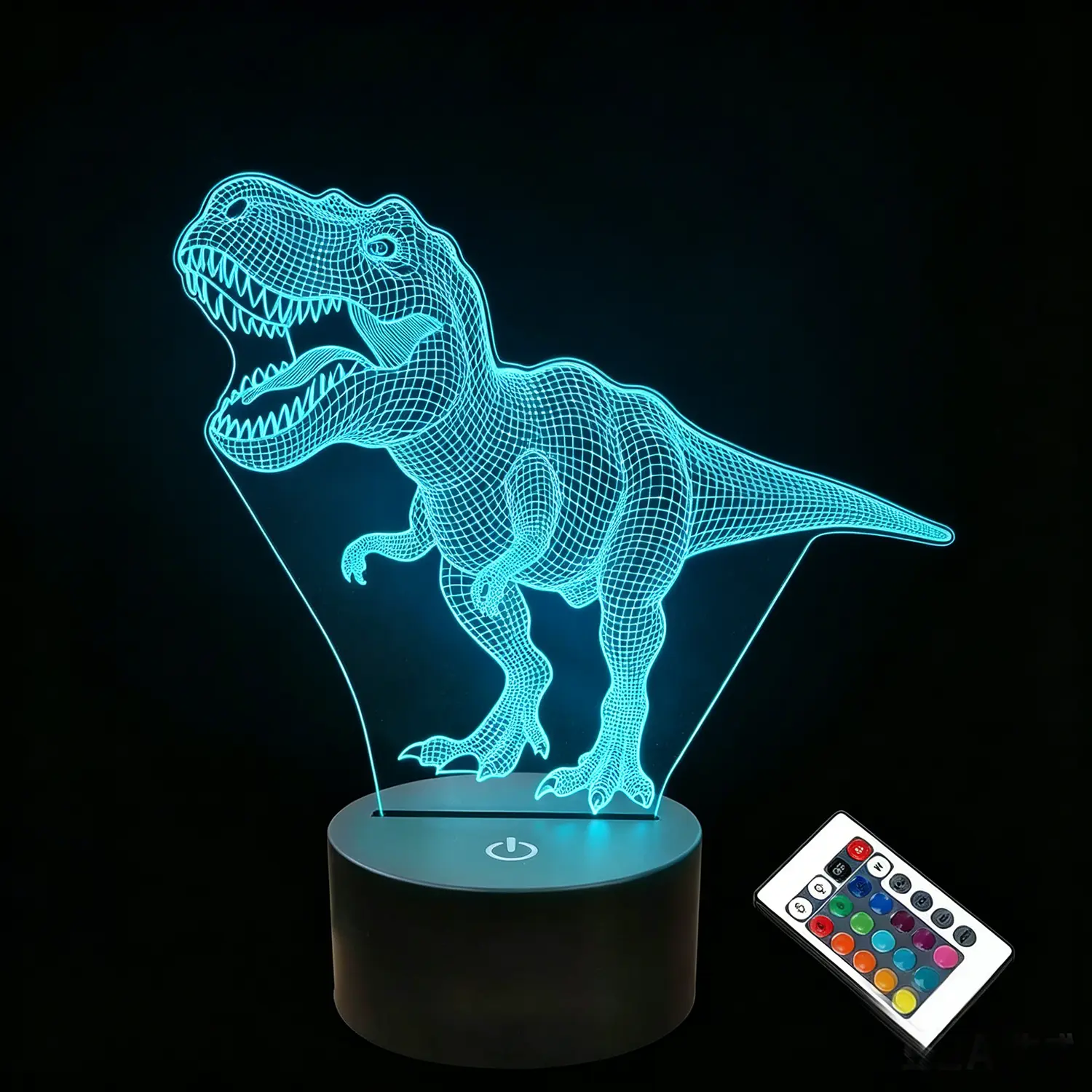 3D Optical Illusion Dinosaur LED Night Light for Boys Toddlers - Remote Control, Smart Touch, Acrylic Color Changing, Dimmable, Eye-Care Glow, Indoor Use Room Decor Gift with Batteries