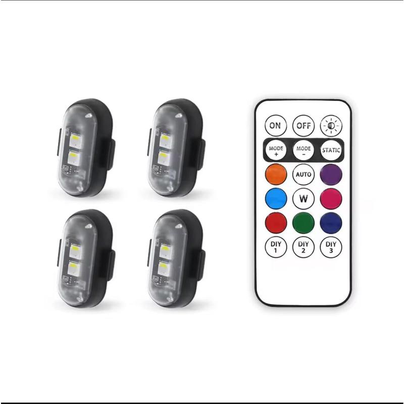 4-Pack Wireless RGB Strobe Lights – Rechargeable, Color-Changing & Velcro-Mountable