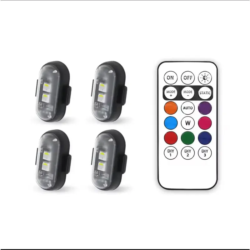 4-Pack Wireless RGB Strobe Lights – Rechargeable, Color-Changing & Velcro-Mountable