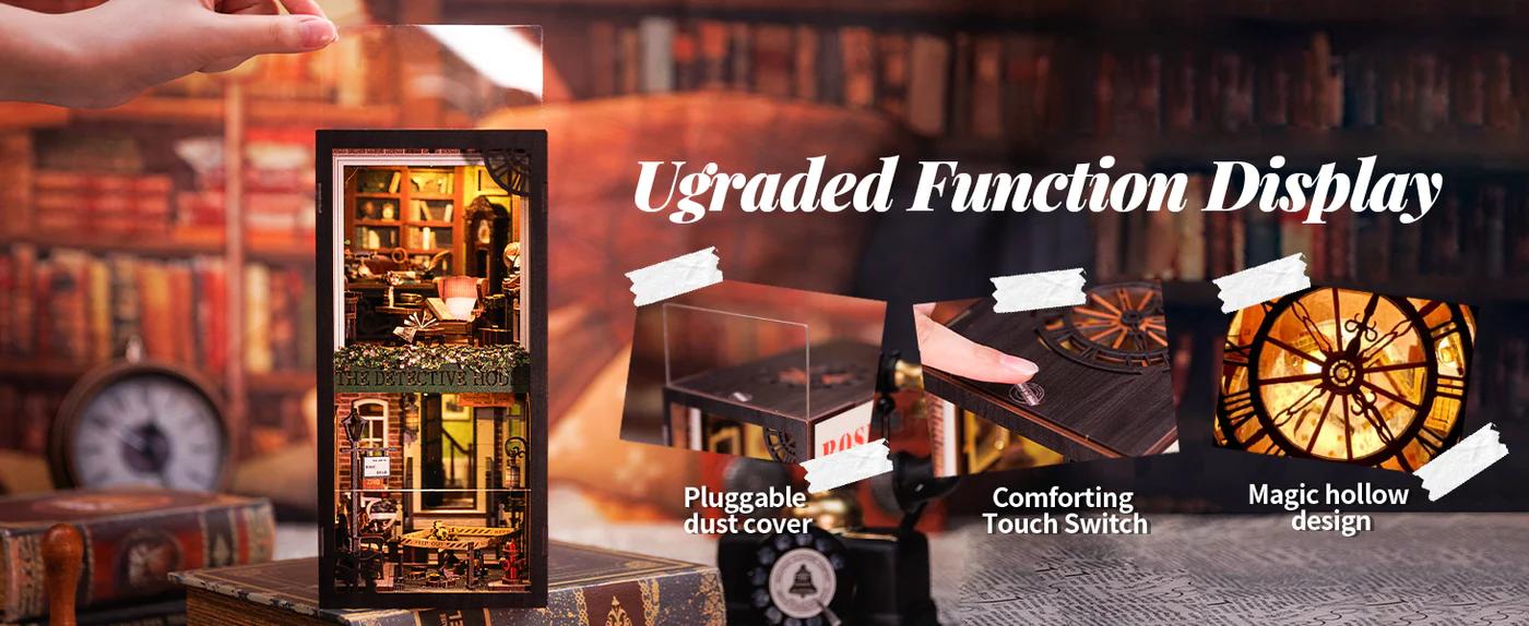 CUTEBEE Rose Detective Agency DIY Book Nook Kit with LED Light 3D Wooden Miniature House for Adults & Teens Black Friday Deal Perfect Christmas Gift for Bookshelf Decor Lovers - Building Set