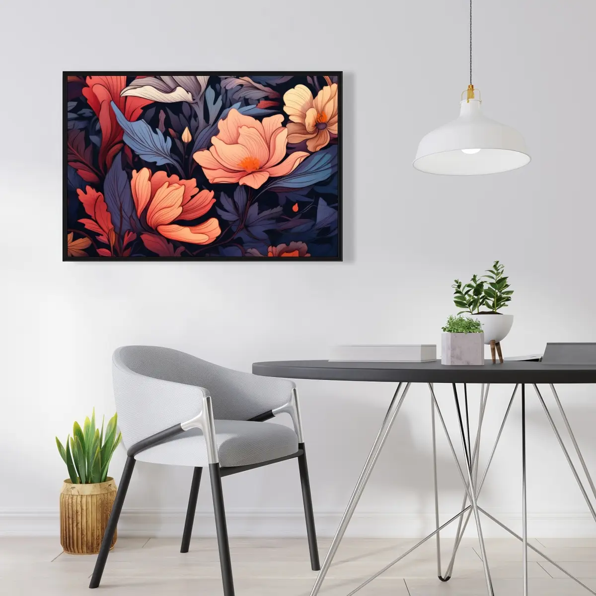 Pictorem C1FC2436VEX3AR 24 x 36 in. Blooming Uninterrupted - Coral Framed Canvas Wall Art for Home Decor