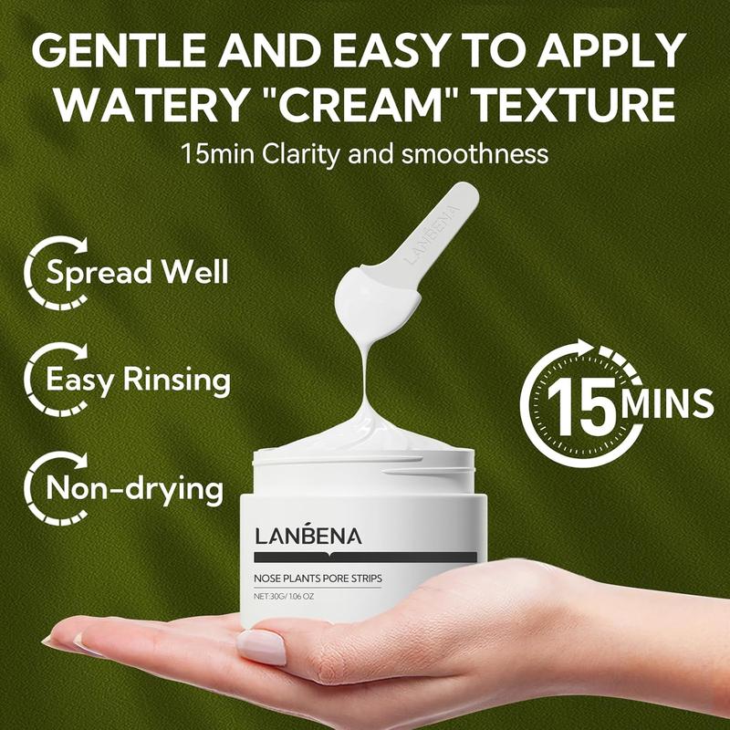LANBENA Blackheads & Whiteheads Removal Kit for Clear, Radiant Skin: Facial Exfoliating Power, Acne Deep Cleansing, 30g Clay Mask, and Nasal Strips for a Fresh-Faced Glow! Skincare