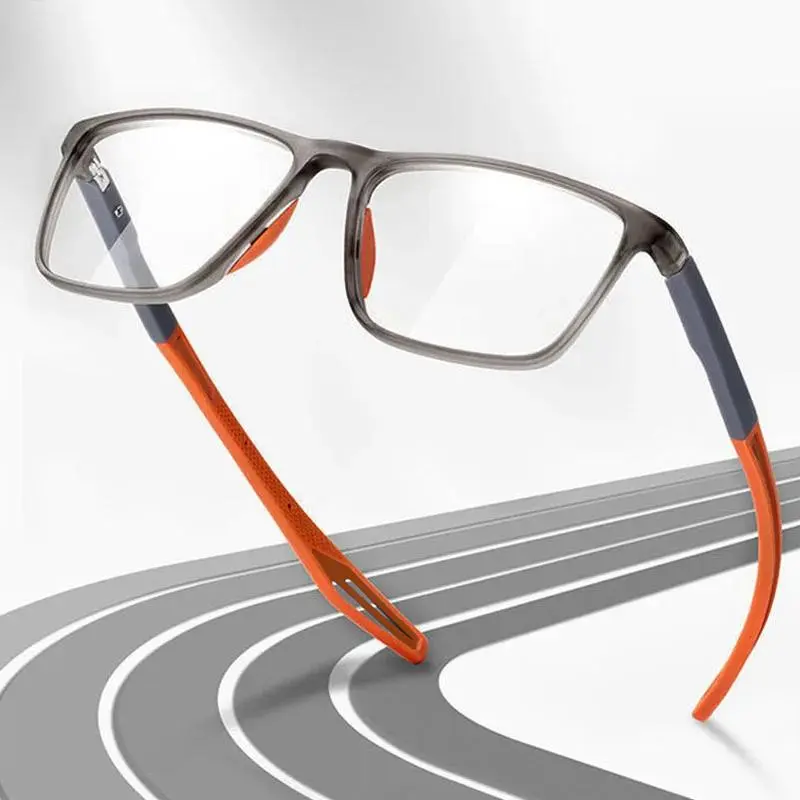 TR90 Anti-Blue Light Reading Glasses, High-Quality Lightweight Durable Sport Frames, Rectangle Non-Prescription Presbyopia Aid (+1.0 to +4.0), Orange/Gray for Enhanced Vision Comfort, Rectangle Non-Prescription Glasses