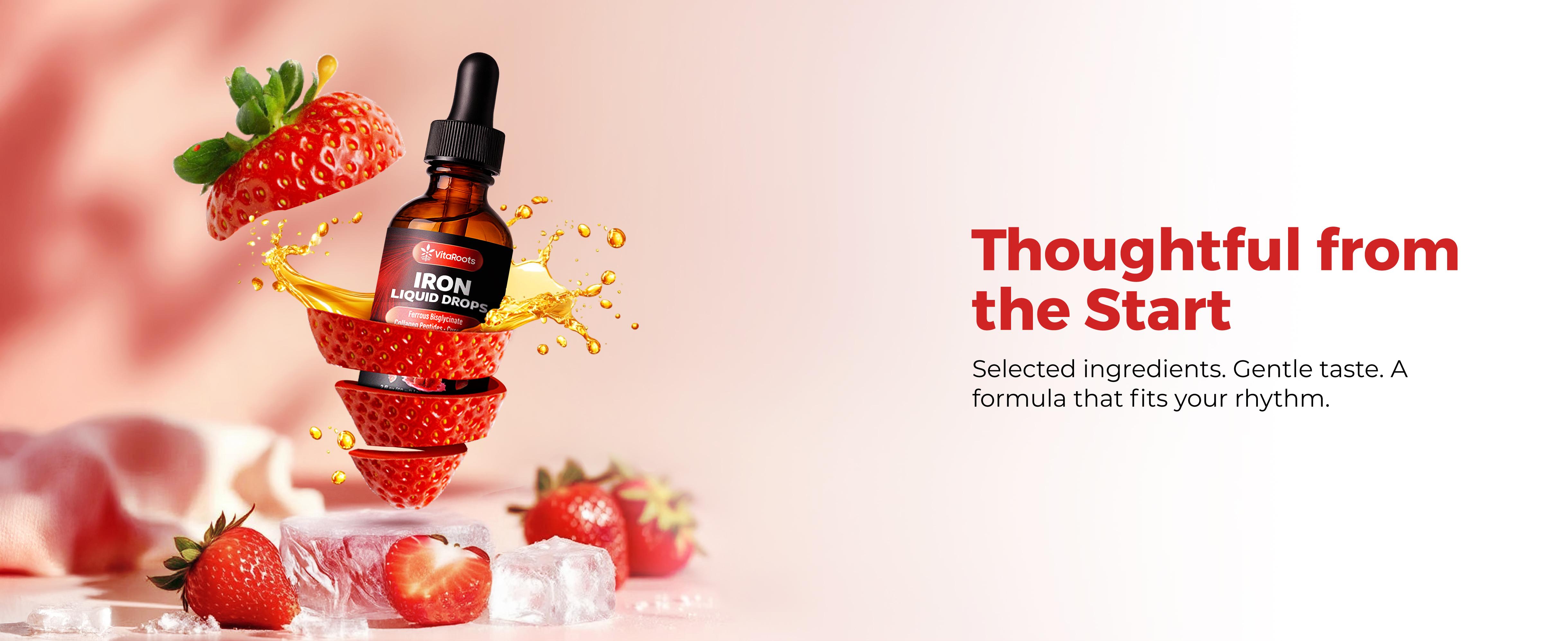 Liquid Iron Drops – Daily Nutrient Blend with Vitamin C, B6, B12, Folic Acid & Collagen Natural Strawberry Flavor | 2 fl oz Liquid Iron Drops – Daily Nutrient Blend with Vitamin C, B6, B12, Folic Acid & Collagen Natural Strawberry Flavor | 2 fl oz