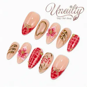 Unailty | Plaid Crush | Professional Salon-Quality Handmade Press-On Nails | High-Strength & Durable | Reusable