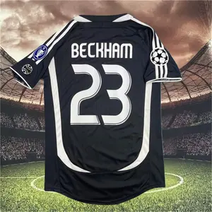 06 07 Away retro Black No.23 Beckham short sleeve Soccer jersey