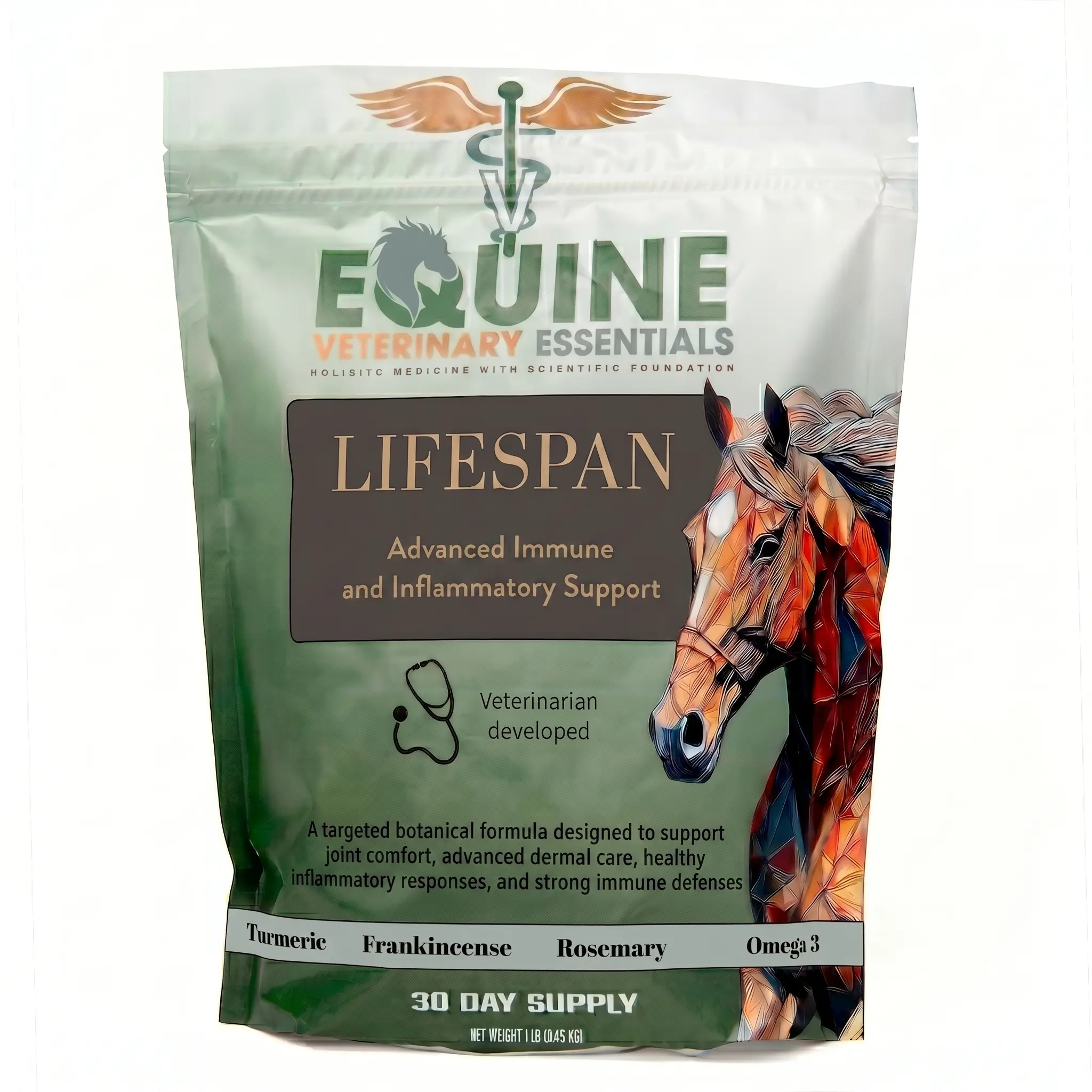 Lifespan Equine Joint & Skin Support - Veterinarian-formulated botanical support for comfortable movement, healthy skin and coat, and a balanced inflammatory response.