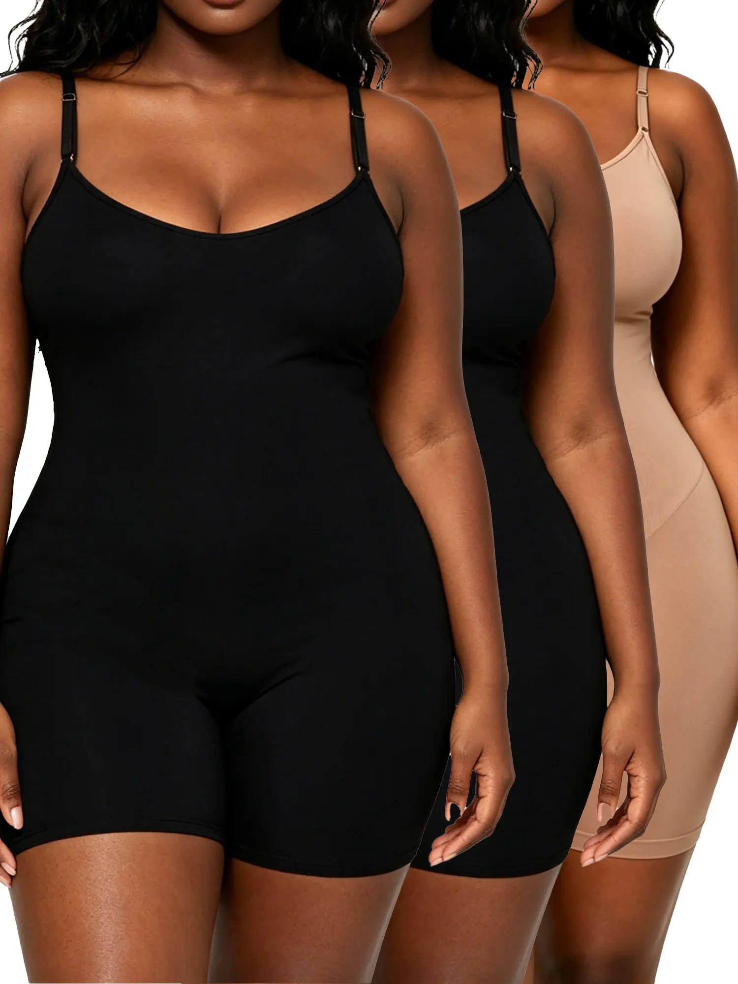 GOLD CARP Women's Slimming Bodysuits Shapewear Tummy Control Full Body Shaper Boyshorts-Scoop Neck Cami Easy Slideshaper Tank Top, Thigh Slimmers, Minimalist Womenswear Compression Garment Compression Underwear Basic Fashion Spaghetti Strap Essential Fitt