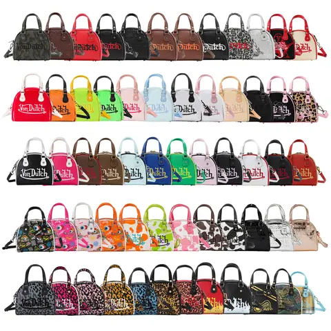 Von Dutch Women's Vegan Material Bowling Handbags - Compact, Lightweight, Soft, Contrast Piping, Monogramed Rivets, Perfect for Any Outfit, Ideal Girlfriend Gifts & Gifts for Women (All Styles)