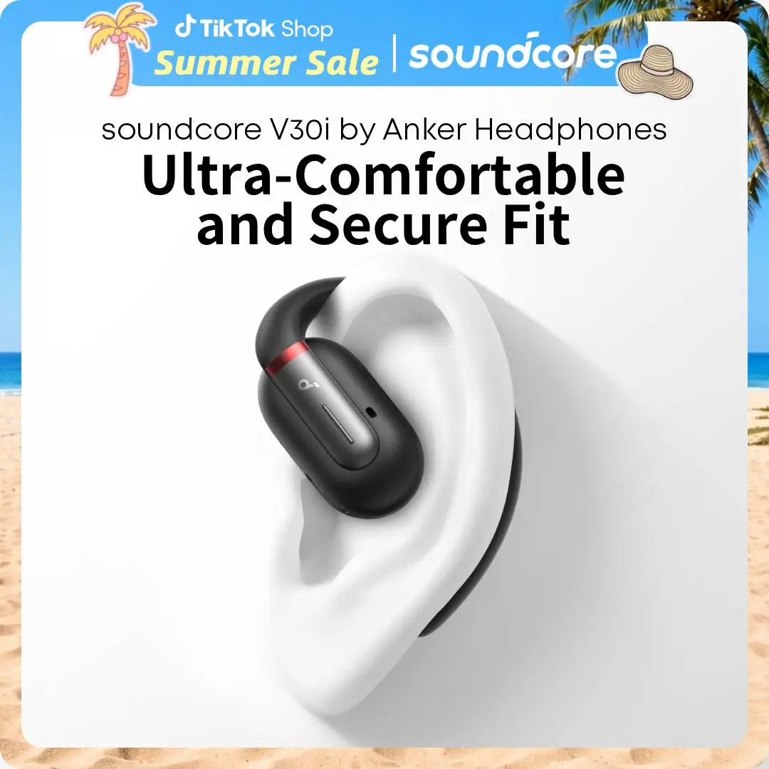 [Refurbished]soundcore by Anker V30i, Open-Ear Headphones, Ultra-Comfort, Lightweight Design, Snug Fit, Ergonomic Ear Hooks, Robust Bass, 36H Playtime, Bluetooth 5.3, App Control, Clear Calls, Wireless Earbuds #tiktokshopsummersale